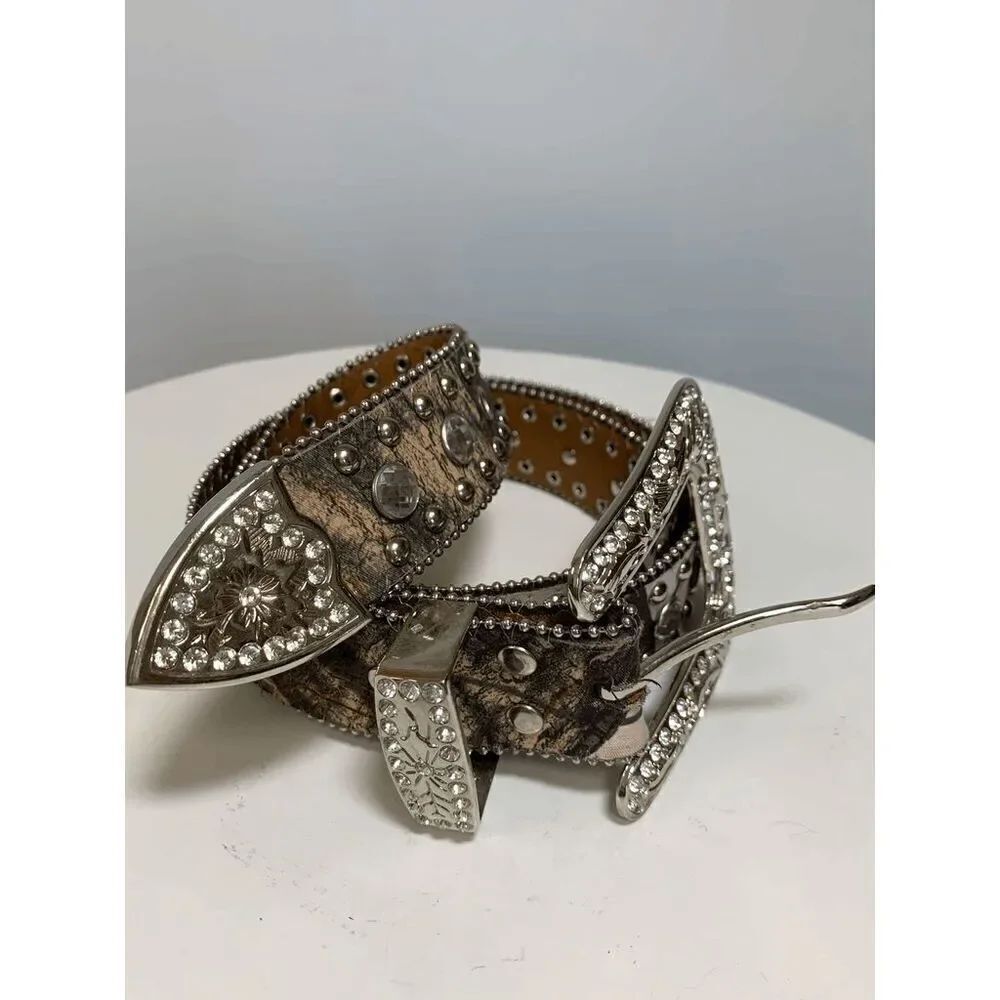Blazin Roxx Green and Pink Camo Jeweled Western Belt